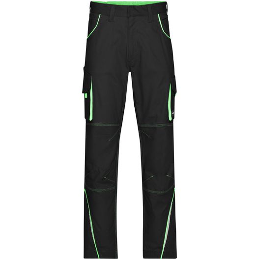 eine schwarze und grüne hose mit grünen reißverschluss Workwear Pants - COLOR - - Funktionelle Hose im sportlichen Look mit hochwertigen Details (Bild 1)