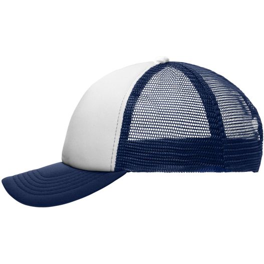 ein weißer und blauer hut mit einem weißen visier 5 Panel Polyester Mesh Cap for Kids - Trendiges 5 Panel Mesh Cap in zahlreichen Farbvarianten (Bild 1)