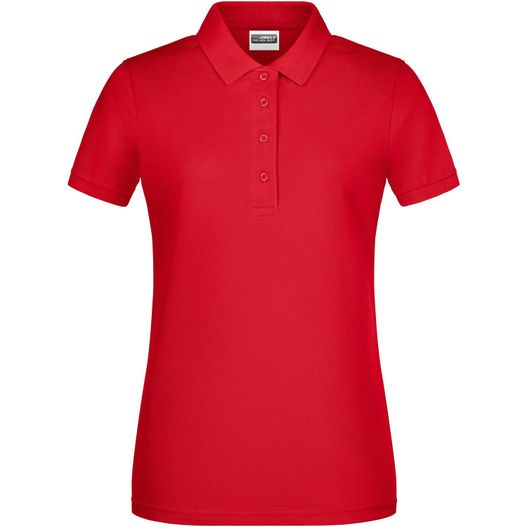 ein rotes poloshirt mit einem weißen logo auf der brust Ladies' Basic Polo - Klassisches Poloshirt (Bild 1)