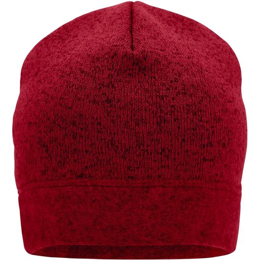 eine rote mütze auf weißem hintergrund Knitted Fleece Workwear Beanie - STRONG - - Strickmütze in Melange-Optik (Bild 1)