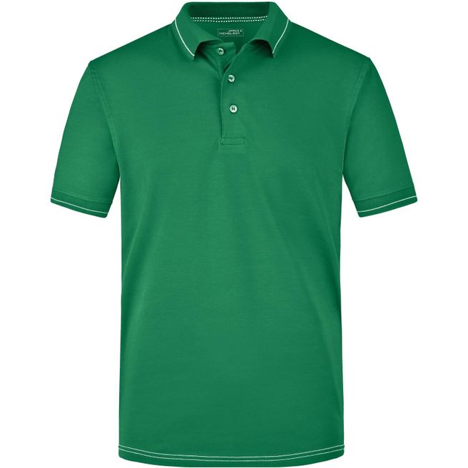 Men's Elastic Polo - Hochwertiges Poloshirt mit Kontraststreifen
