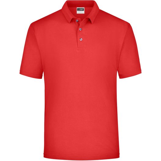 ein rotes poloshirt mit einem weißen logo auf der brust Polo-Piqué Medium - Klassisches Polohemd für Freizeit und Sport (Bild 1)