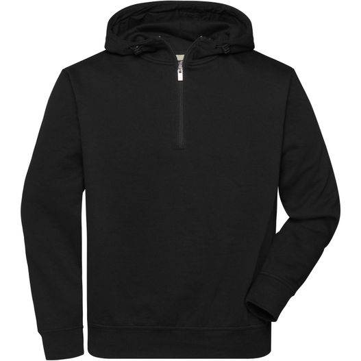 BIO Workwear-Half Zip Hoody - Sweatshirt mit Kapuze und Reißverschluss (Bild 1)