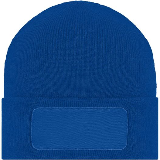Knitted Beanie with Patch (10cm x 5cm) - Klassische Strickmütze mit Baumwoll-Patch (Bild 1)