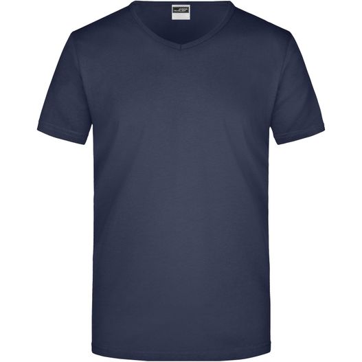 a navy t - hemd mit v - hals Men's Slim Fit V-T - Figurbetontes V-Neck-T-Shirt (Bild 1)