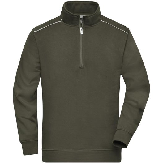 ein männer fliehe zip hals pullover Workwear Half-Zip Sweat - SOLID - - Sweatshirt mit Stehkragen, Reißverschluss und Kontrastpaspel (Bild 1)