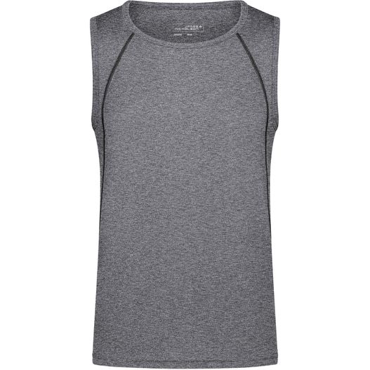 ein graues tanktop mit schwarzem reißverschluss Men's Sports Tanktop - Funktionstop für Fitness und Sport (Bild 1)