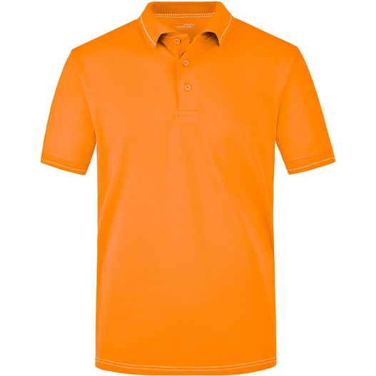 ein oranges poloshirt mit weißem kragen Men's Elastic Polo - Hochwertiges Poloshirt mit Kontraststreifen (Bild 1)