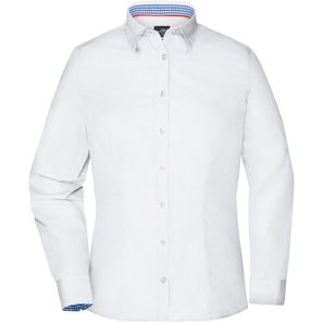 Ladies' Plain Shirt - Modisches Shirt mit Karo-Einsätzen an Kragen und Manschette