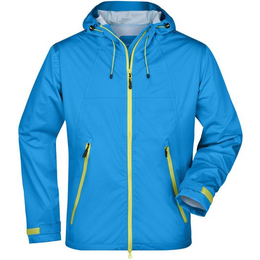 blaue jacke mit gelben reißverschluss und kapuze Men's Outdoor Jacket - Ultraleichte Softshelljacke für extreme Wetterbedingungen (Bild 1)