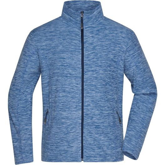 eine blaue jacke mit reißverschluss vorne Men's Fleece Jacket - Fleecejacke in modischer Melange-Optik (Bild 1)