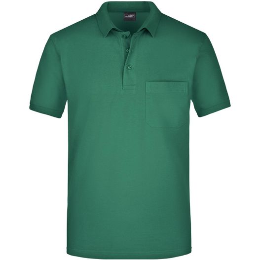 ein grünes poloshirt mit einer tasche Men's Polo Pocket - Klassisches Poloshirt mit Brusttasche (Bild 1)