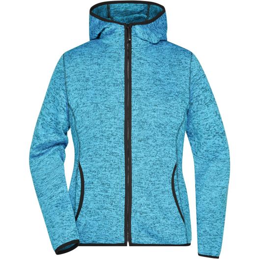 eine damenjacke mit kapuze Ladies' Knitted Fleece Hoody - Kapuzenjacke aus Strickfleece in Melange-Optik (Bild 1)