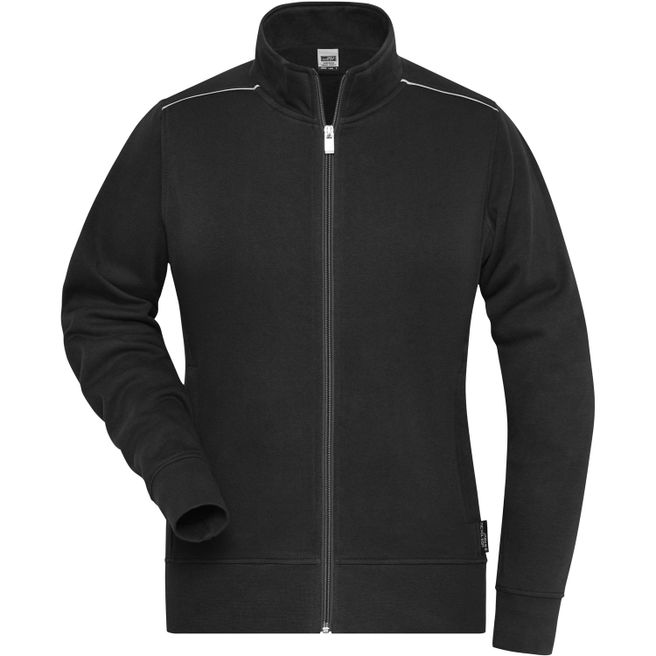 Ladies' Workwear Sweat-Jacket - SOLID - - Sweatjacke mit Stehkragen und Kontrastpaspel