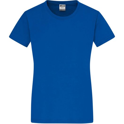 ein frauenblaues t-shirt Ladies' Slim Fit-T - Figurbetontes Rundhals-T-Shirt (Bild 1)