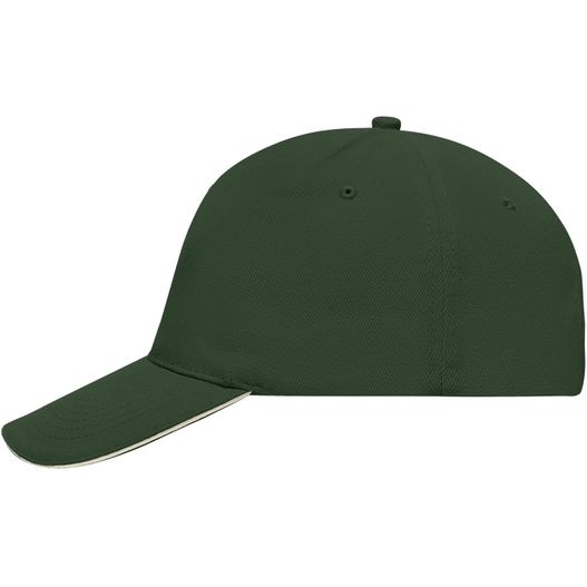eine grüne baseballkappe mit einem weißen streifen 5 Panel Sandwich Cap - 5 Panel Cap mit kontrastfarbigem Sandwich (Bild 1)