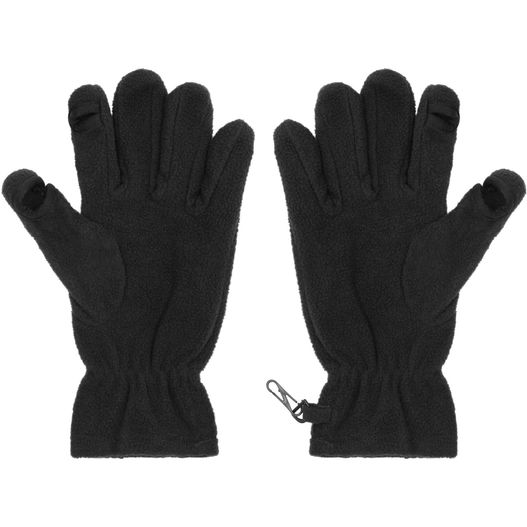 ein paar schwarzer handschuhe mit einer kette Touch-Screen Fleece Gloves - Funktionale Microfleece Handschuhe (Bild 1)