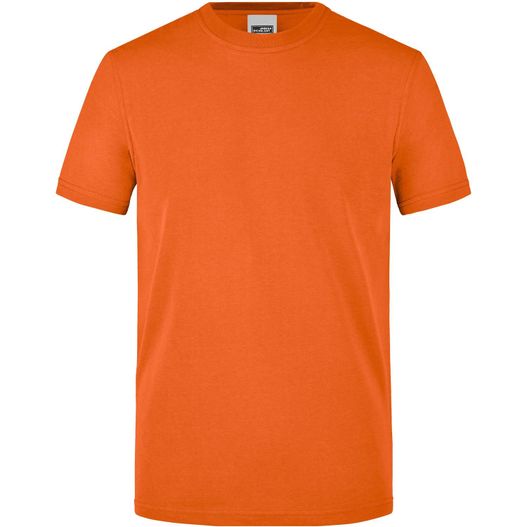 ein oranges t-shirt mit einem weißen logo auf der brust Men's Workwear T-Shirt - Strapazierfähiges und pflegeleichtes T-Shirt (Bild 1)
