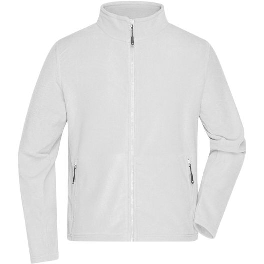 eine weiße jacke mit reißverschluss vorne Men's Fleece Jacket - Fleecejacke mit Stehkragen im klassischen Design (Bild 1)
