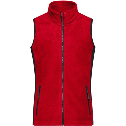 die rote flöhe weste mit schwarzen beschneidungen Ladies' Workwear Fleece Vest - STRONG - - Strapazierfähige Fleeceweste im Materialmix (Bild 1)