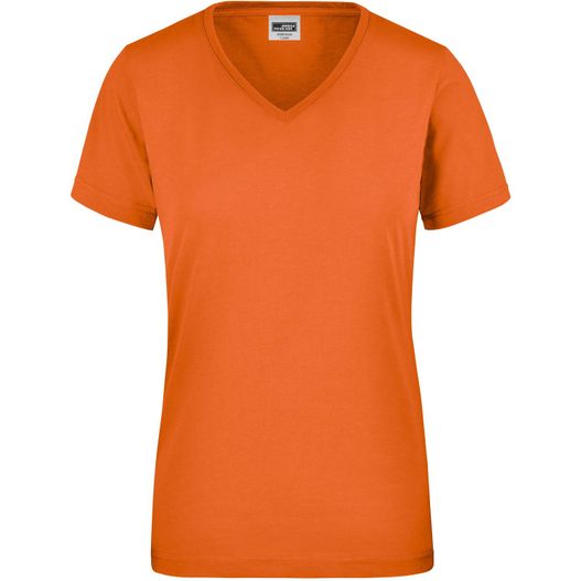 ein orange frauen v - hals t - shirt Ladies' Workwear T-Shirt - Strapazierfähiges und pflegeleichtes T-Shirt (Bild 1)