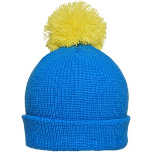 Pompon Hat with Brim - Strickmütze mit Umschlag und Pompon