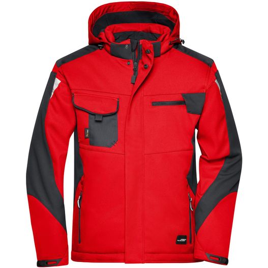 eine rote jacke mit kapuze und einer schwarzen und grauen kapuze Craftsmen Softshell Jacket - STRONG - - Professionelle Softshelljacke mit warmem Innenfutter (Bild 1)