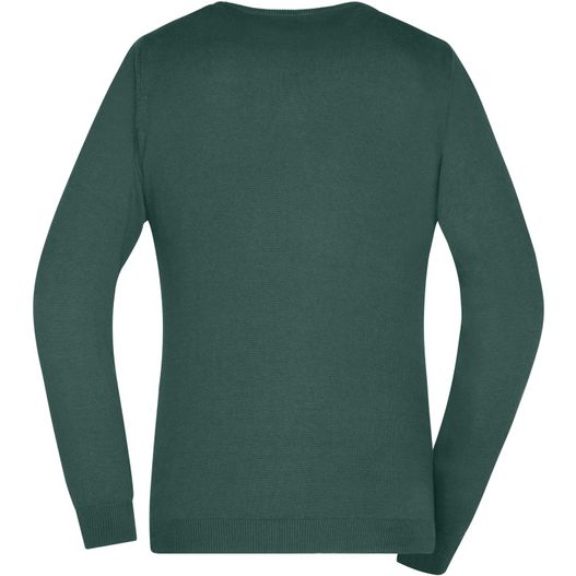 ein grüner pullover mit langem ärmel Ladies' V-Neck Pullover - Klassischer Baumwoll-Pullover (Bild 1)