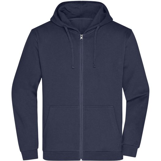 ein navy reißverschluss hoodie mit einem weißen logo auf der vorderseite Men's Promo Zip Hoody - Klassische Sweatjacke mit Kapuze (Bild 1)
