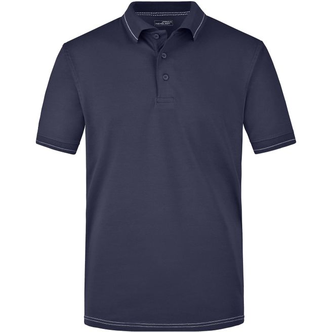 Men's Elastic Polo - Hochwertiges Poloshirt mit Kontraststreifen