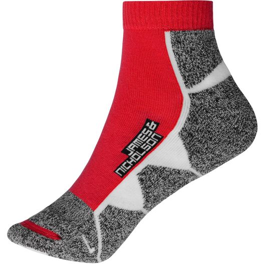 ein paar socken mit einem roten und grauen design Sport Sneaker Socks - Funktionelle, kurze Sportsocke für Damen und Herren (Bild 1)