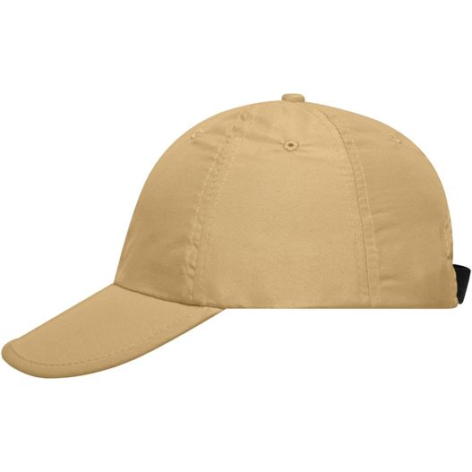 eine braune baseballkappe mit schwarzem rand 6 Panel Pack-a-Cap - Faltbares 6 Panel Cap aus weicher Microfaser (Bild 1)