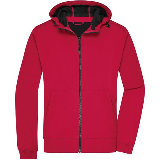 eine rote jacke mit kapuze und einem schwarzen reißverschluss Men's Hooded Softshell Jacket - Softshelljacke mit Kapuze im sportlichen Design (Bild 1)