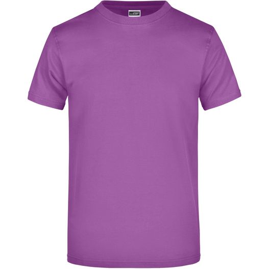 ein lila t-shirt mit einem weißen logo auf der brust Round-T Heavy (180g/m²) - Komfort-T-Shirt aus strapazierfähigem Single Jersey (Bild 1)