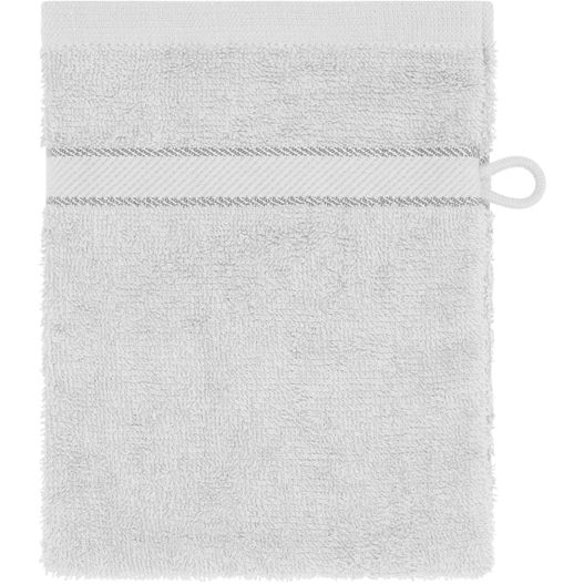 ein weißes handtuch mit reißverschluss darauf Flannel - Waschhandschuh im dezenten Design (Bild 1)