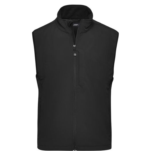 eine schwarze weste mit einem reißverschlusskragen Men's Softshell Vest - Trendige Weste aus Softshell (Bild 1)