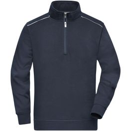 Workwear Half-Zip Sweat - SOLID - - Sweatshirt mit Stehkragen, Reißverschluss und Kontrastpaspel