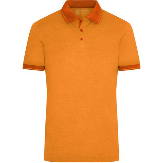 ein herren oranges poloshirt mit kontrastkragen Men's Heather Polo - Melange Polo mit modischen Details (Bild 1)