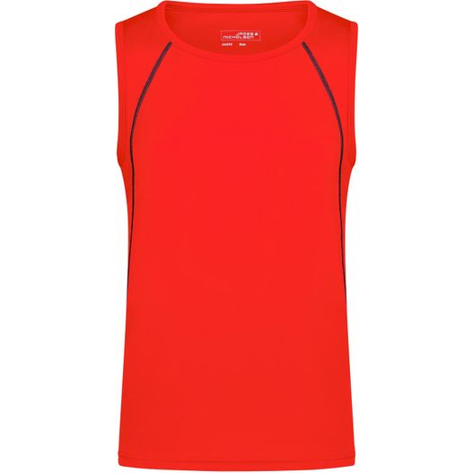 ein rotes oberteil mit schwarzem seitenstreifen Men's Sports Tanktop - Funktionstop für Fitness und Sport (Bild 1)