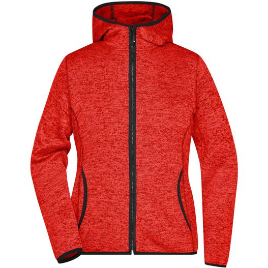 Ladies' Knitted Fleece Hoody - Kapuzenjacke aus Strickfleece in Melange-Optik (Bild 1)