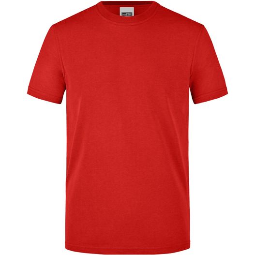 ein rotes t-shirt mit einem weißen logo auf der brust Men's Workwear T-Shirt - Strapazierfähiges und pflegeleichtes T-Shirt (Bild 1)