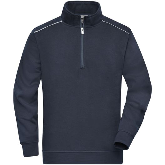 ein navy sweatshirt mit reißverschluss und einem reißverschlusskragen Workwear Half-Zip Sweat - SOLID - - Sweatshirt mit Stehkragen, Reißverschluss und Kontrastpaspel (Bild 1)