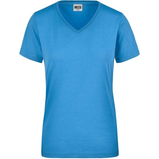 ein frauenblau v - hals t - hemd Ladies' Workwear T-Shirt - Strapazierfähiges und pflegeleichtes T-Shirt (Bild 1)