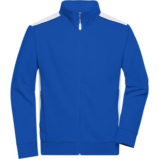 eine blaue jacke mit weißen trimmen Men's Workwear Sweat Jacket - COLOR - - Sweatjacke mit Stehkragen und Kontrasteinsätzen (Bild 1)
