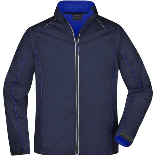 eine herrenjacke mit blauem kragen Men's Zip-Off Softshell Jacket - 2 in 1 Jacke mit abzippbaren Ärmeln (Bild 1)
