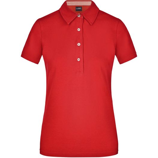ein rotes poloshirt mit knöpfen Ladies' Plain Polo - Polo mit konfektioniertem Kragen (Bild 1)