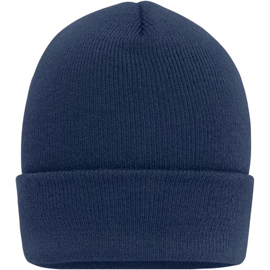 eine marine mütze mit einem weißen logo High Brim Beanie - Klassische Strickmütze mit extra breitem Umschlag (Bild 1)