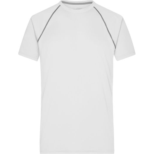 ein weißes t-shirt mit grauem streifen Men's Sports T-Shirt - Funktionsshirt für Fitness und Sport (Bild 1)