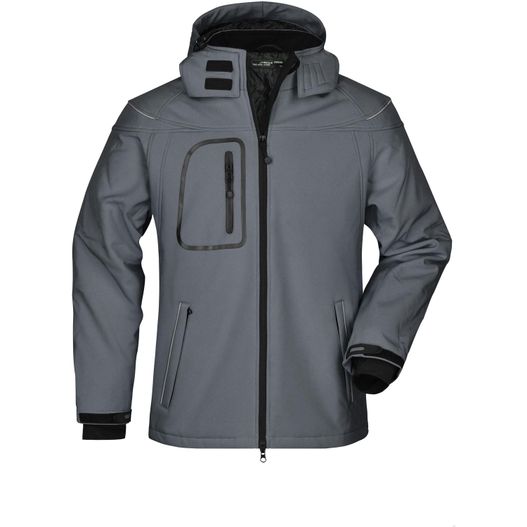 eine graue jacke mit kapuze und reißverschluss Men’s Winter Softshell Jacket - Modische Winter Softshelljacke (Bild 1)