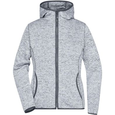 Ladies' Knitted Fleece Hoody - Kapuzenjacke aus Strickfleece in Melange-Optik